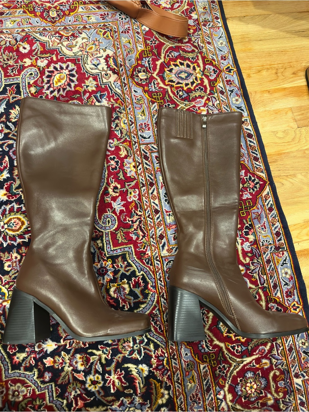Princess Polly Brown Mid-Calf Block Heel Boots
